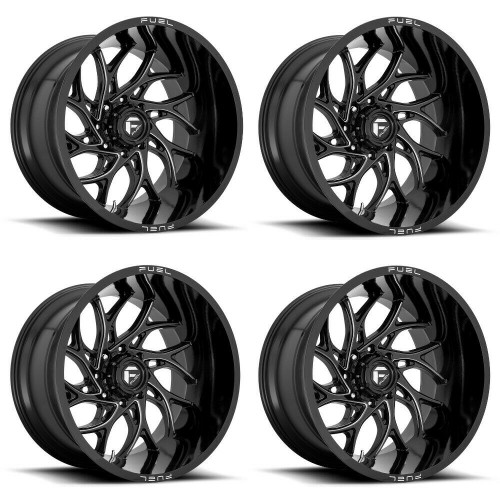 Set 4 Fuel UTV D741 Runner 20x7 4x156 Gloss Black Milled Wheels 20" 13mm Rims