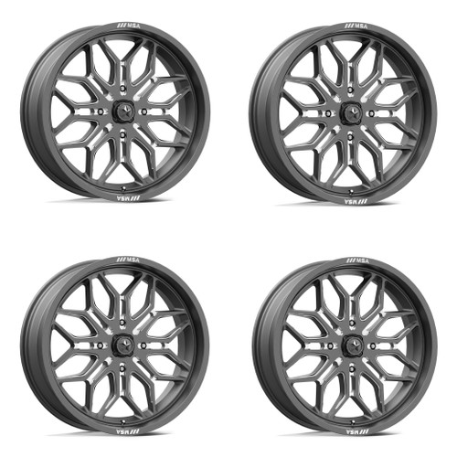 Set 4 MSA Offroad M47 Sniper 22x7 4x156 Gunmetal Milled Wheels 22" 10mm Rims