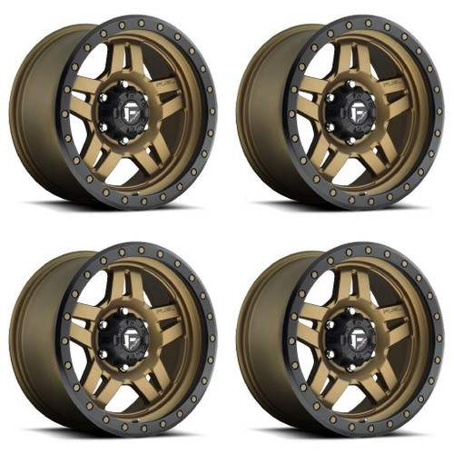 Set 4 14" Fuel UTV D583 Anza 4+3 14x7 4x156 Bronze Black Bead Ring Wheels 13mm