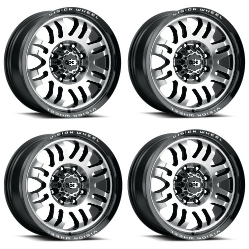 Set 4 20" Vision 409 Inferno Gloss Black Machined 6x4.5 Wheels 12mm Rims