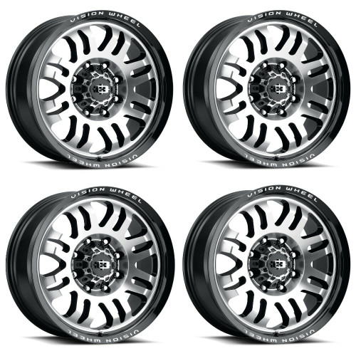 Set 4 18" Vision 409 Inferno Gloss Black Machined Face 18x9 Wheels 8x6.5 (8x165.1) 12mm Rims