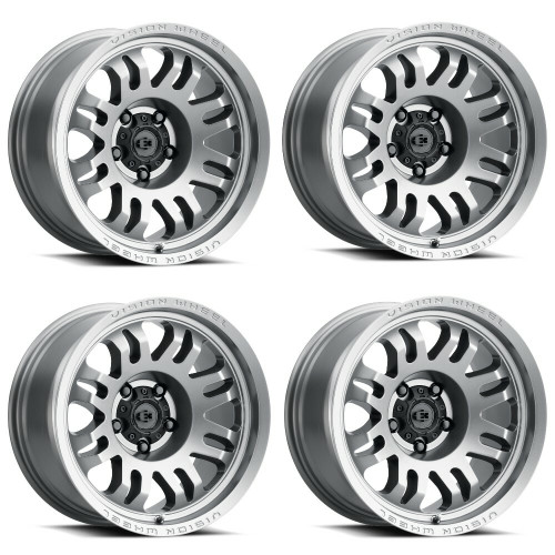 Set 4 17" Vision 409 Inferno Satin Grey 6x5.5 Wheels -18mm For Toyota Lifted
