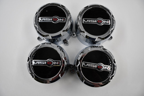 Set 4 Vision Wheel Chrome Center Cap 8 Lug Rocker GV8 C622204 C398-8V w/ Screws