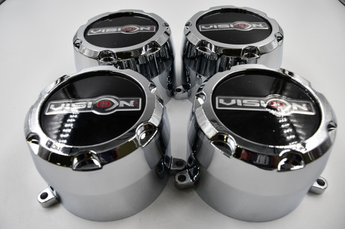 Set 4 Vision Wheel Chrome Center Cap 8 Lug Rocker GV8 C622204 C398-8V w/ Screws