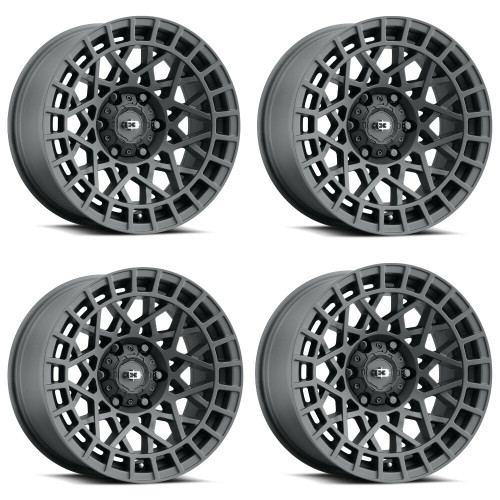 Set 4 17" Vision 349 Savage Satin Black 5x112 Wheels 40mm Rims
