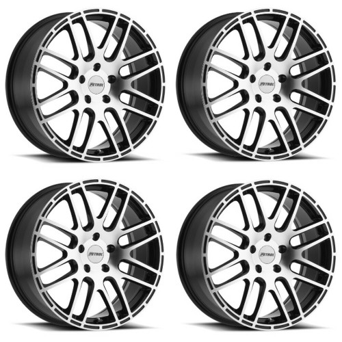 Set 4 Petrol P6A 19x8 5x4.25 Gloss Black W/ Machined Cut Face Wheels 19" 40mm