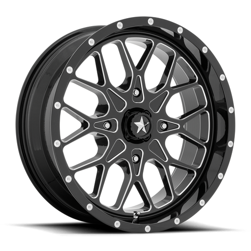 24" MSA Offroad Wheels M45 Portal 24x7 4x137 Gloss Black Milled Wheel 0mm Rim