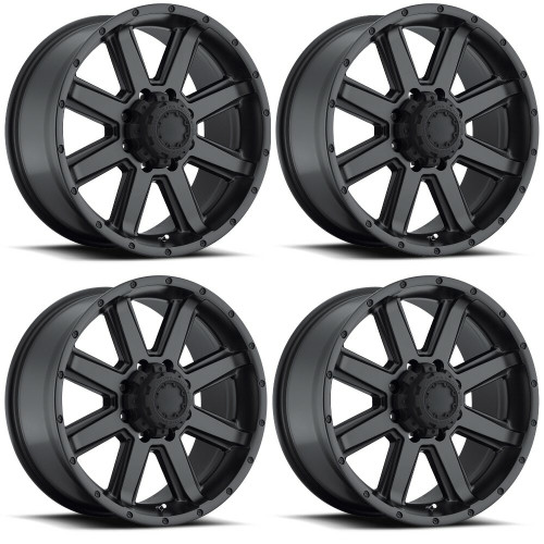 Set 4 18" Ultra 195SB Crusher Satin Black 18x8.5 Wheels 8x170 12mm Truck Rims
