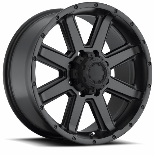 16" Ultra 195SB Crusher 16X8 8x6.5 Satin Black & Satin Clear Coat Wheel -6mm Rim