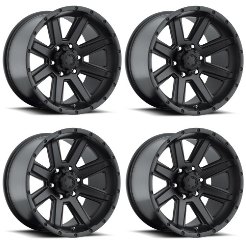 Set 4 18" Ultra 195SB Crusher Satin Black 18x8.5 Wheels 6x135 25mm Truck SUV Rims