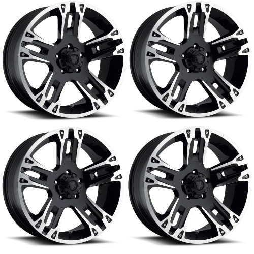 Set 4 16" Ultra 235B Maverick Gloss Black Diamond Cut 16x8 Wheels 5x4.5 10mm Rims