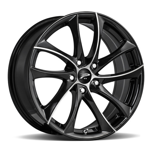 16" Platinum 438U Gyro 16x7 5x120 Gloss Black Diamond Cut Face Wheel 40mm Rim