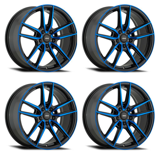 Set 4 16" Konig 55BB Myth Gloss Black Blue Tinted Clear-Coat 16x7.5 5x4.5 43mm