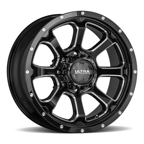 17" Ultra 219BM Nemesis 17x9 8x6.5 Gloss Black w/ Milled Accents Wheel 12mm Rim