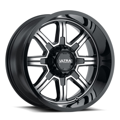 15" Ultra 229U Menace 15x8 6x5.5 Gloss Black Diamond Cut Clear-Coat Wheel -19mm