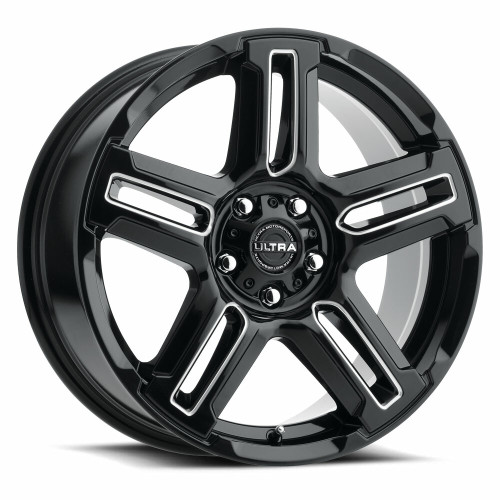 18" Ultra 258BM Prowler Lifted 18x8 5x5 Gloss Black w/ Milled Accents Wheel 30mm