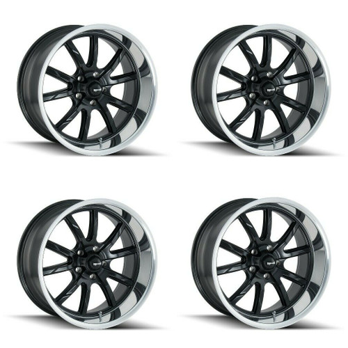 Set 4 18" Ridler 650 18x8 Matte Black Polished Lip 5x4.5 Wheels 0mm Rims