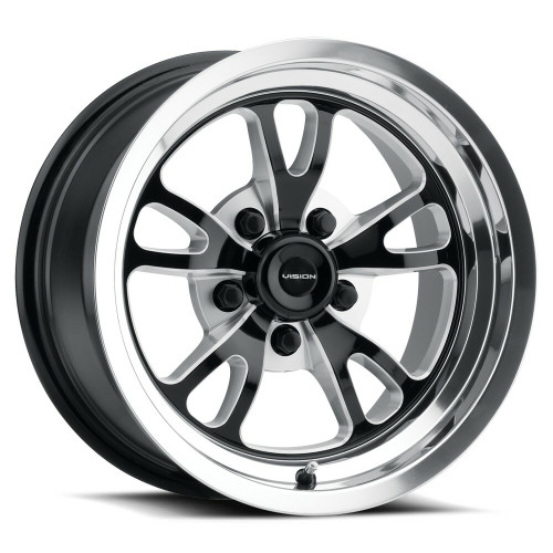 15" Vision American Muscle 149 Patriot Gloss Black Milled Polished Lip 5x4.5 0mm