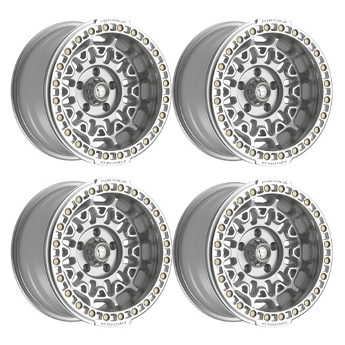 Set 4 17" Fittipaldi Off Road FB150M 17x9 Machined Silver Wheels 6x5.5 -15mm Rim