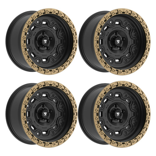 Set 4 17" Fittipaldi Off Road FT100BZ 17x9 Black Bronze 5x5 Lifted Wheels -12mm