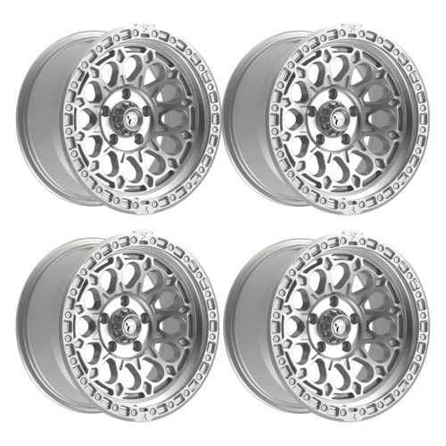 Set 4 17" Fittipaldi Off Road FT101MS 17x9 Machined Silver 6x135 -12mm Wheels