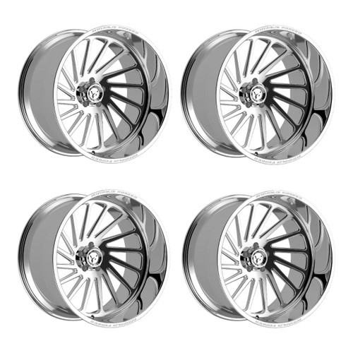 Set 4 24" Fittipaldi Off Road FTF503P 24x14 Polished 5x5 Wheels -76mm Truck Rims