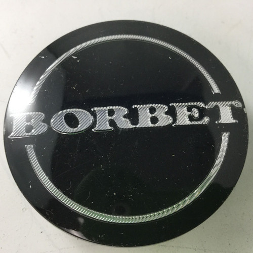 Borbet Center Cap 74404 5348 Gloss Black with Rippled Chrome Logo Snap In