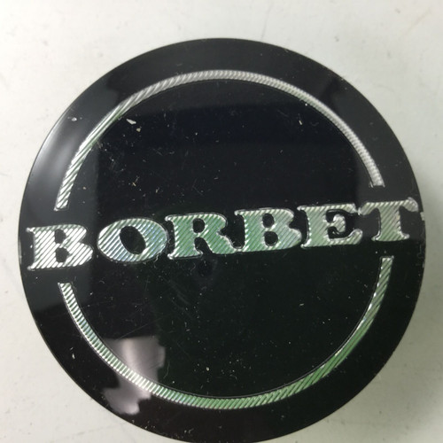 Borbet Center Cap 74404 5348 Gloss Black with Rippled Chrome Logo Snap In