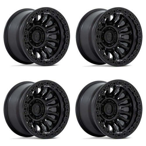 Set 4 Fuel FC125 Rincon Beadlock 17x9 6x5.5 Blackout Wheels 17" -38mm Rims