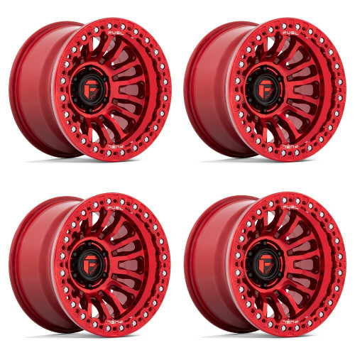 Set 4 Fuel FC125 Rincon Beadlock 20x10 8x6.5 Candy Red Wheels 20" -48mm Rims