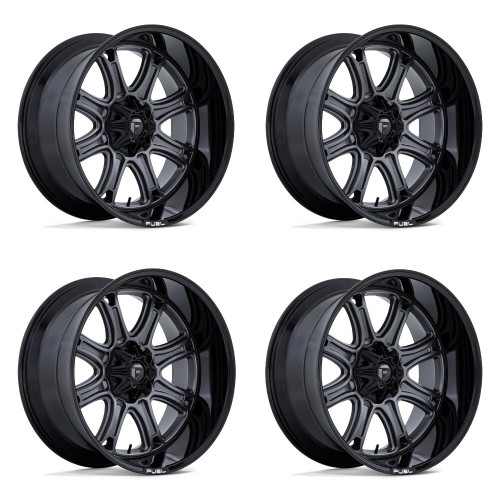 Set 4 20" Fuel Darkstar 20x9 6x135 6x5.5 1mm Matte Gunmetal Black Lip Wheels