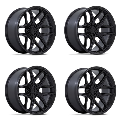 Set 4 Fuel Flux 22x10 6x135 Blackout Wheels 22" -18mm Rims