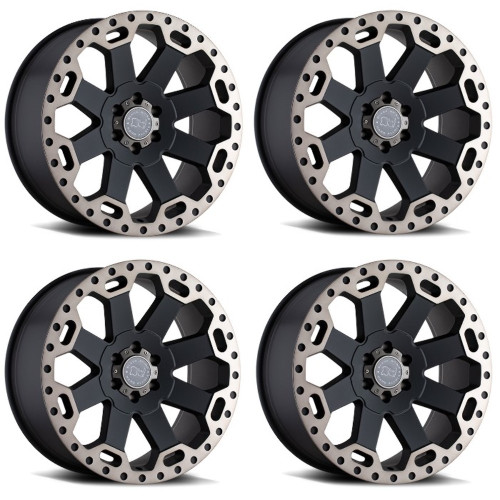 Set 4 Black Rhino Warlord 20x9 5x5.5 Matte Black W  Machined Tint Wheels 20" 0mm