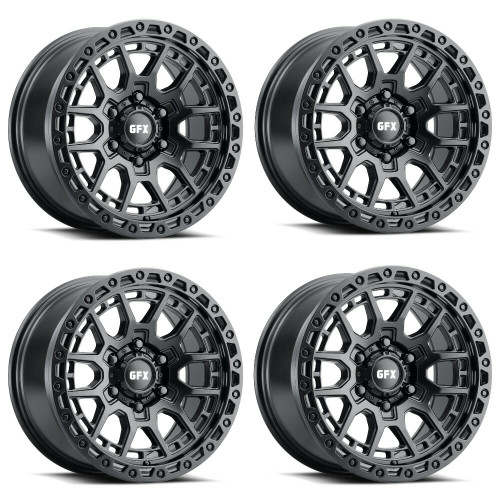 Set 4 17" Voxx G-FX TR-25 Matte Black Wheels 17x9 6x5.5 12mm Truck Suv Rims