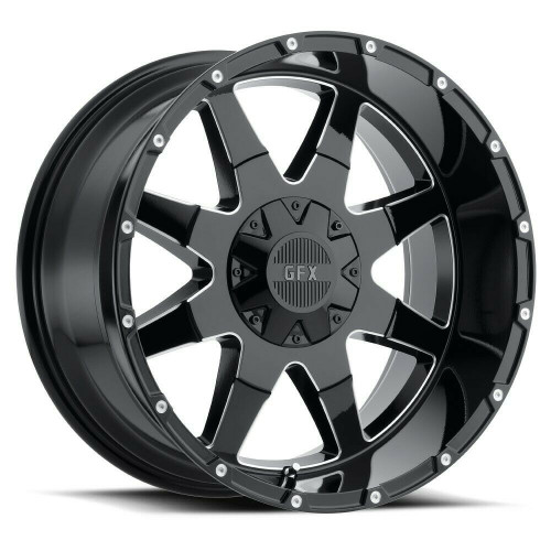 18" Voxx G-FX TR-12 Gloss Black Milled Wheel 18x9 5x4.5 5x5 12mm For Jeep Ford