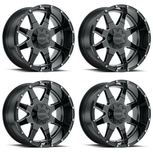 Set 4 18" Voxx G-FX TR-12 Gloss Black Milled Wheels 18x9 5x4.5 5x5 12mm Rims