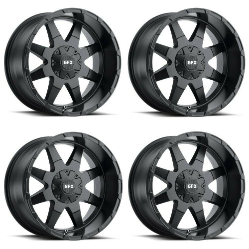 Set 4 20" Voxx G-FX TR-12 Matte Black Wheels 20x9 5x4.5 5x5 12mm Truck Rims