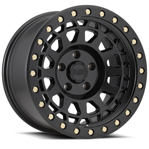 Set 4 Black Rhino PRimsm 18x9.5 6x5.5 Matte Black W/ Brass Bolts Wheels 18" 12mm