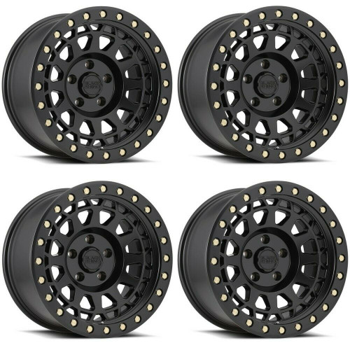 Set 4 Black Rhino PRimsm 18x9.5 5x150 Matte Black W/ Brass Bolts Wheels 18" 12mm