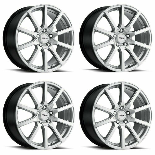 Set 4 17" Voxx Este Bright Silver Wheels 17x7.5 5x4.25 5x4.5 40mm Rims