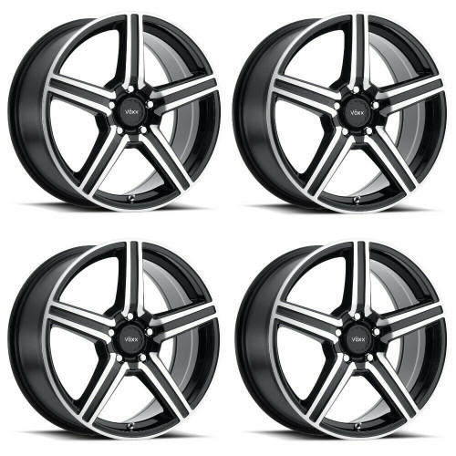 Set 4 18" Voxx Como Gloss Black Mach Face Wheels 18x8 5x4.25 5x4.5 45mm Rims Set 4 18" Voxx Como Gloss Black Mach Face Wheels 18x8 5x4.25 5x4.5 45mm Rims
