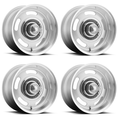 Set 4 17" Voxx B/G Rod Works Rally Silver Machined Lip 17x8 5x4.75 5x5 0mm Rims