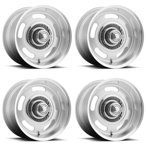 Set 4 15" Voxx B/G Rod Works Rally Silver Machined Lip 15x7 5x4.5 5x4.75 0mm Rim
