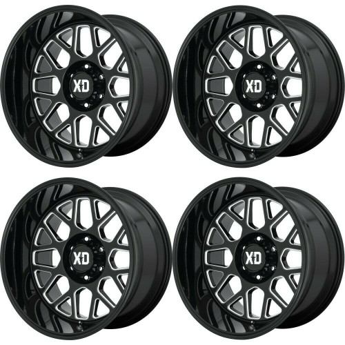 Set 4 XD XD849 Grenade 2 20x12 5x5 Gloss Black Milled Wheels 20" -44mm Rims