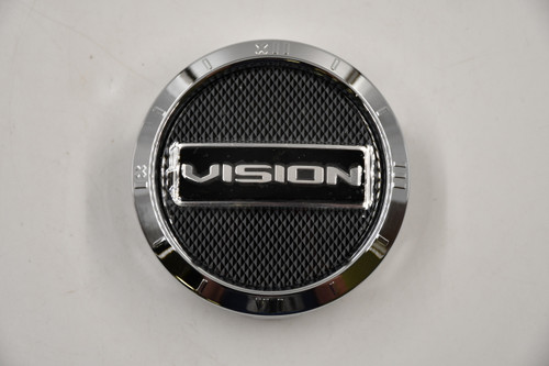 Vision Chrome w/ Black & Chrome Logo Wheel Center Cap Hub Cap C9012-V 3"