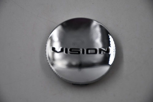 Vision Chrome w/ Black Logo Wheel Center Cap Hub Cap C471-V 2.5"