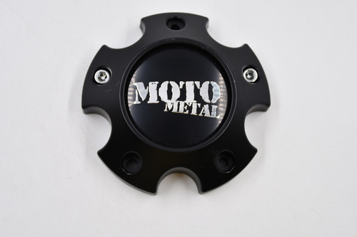 Moto Metal Satin Black w/ Chrome Logo & Cosmetic Screws Wheel Center Cap Hub Cap 1263S04 4.5" 5 Lug