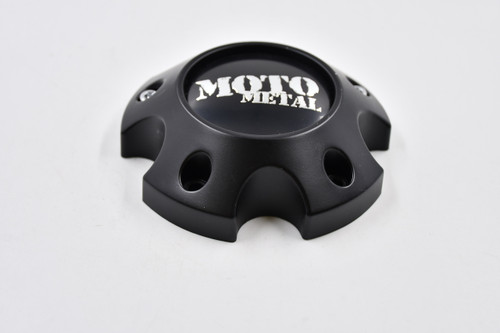 Moto Metal Satin Black w/ Chrome Logo & Cosmetic Screws Wheel Center Cap Hub Cap 1263S04 4.5" 5 Lug