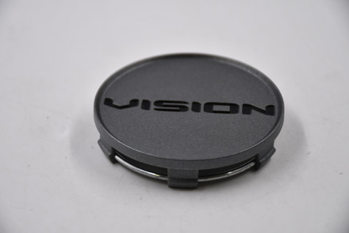 Vision Chrome w/ Black Logo Wheel Center Cap Hub Cap C471-V 2.5"