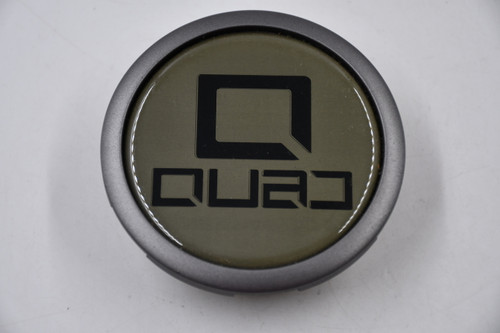 QUAD Wheels Gray w/Black Logo Wheel Center Cap Hub Cap QUAD/3 3"